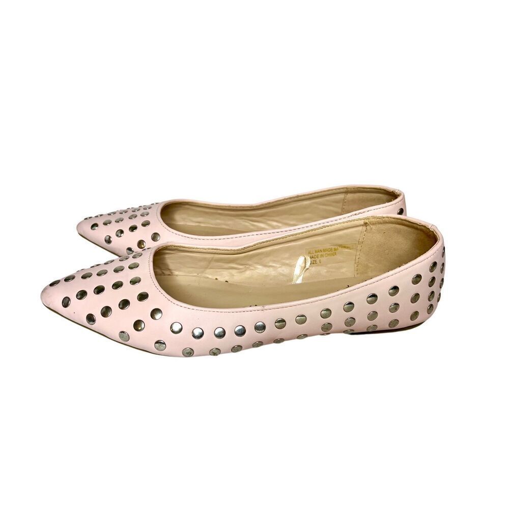 Wild Diva Blush pink Studded Pointed Toe Ballet Flats Women’s Shoes Size 8 - Picture 4 of 10